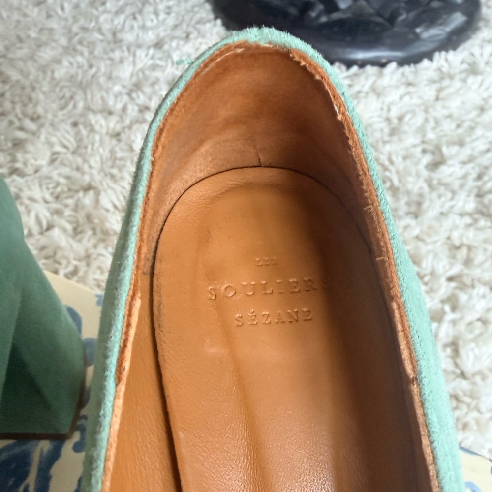 Sezane Sage Green Block Heel Pumps - Picture 7 of 13